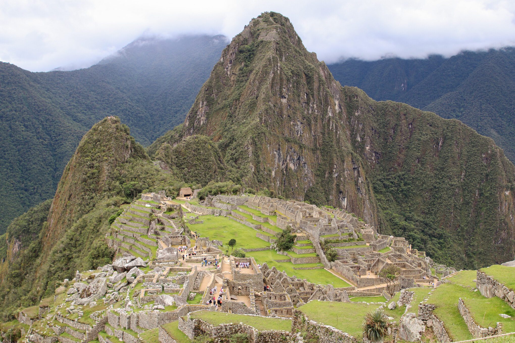 Machu Picchu with a view of Huayna Picchu mountain in the background