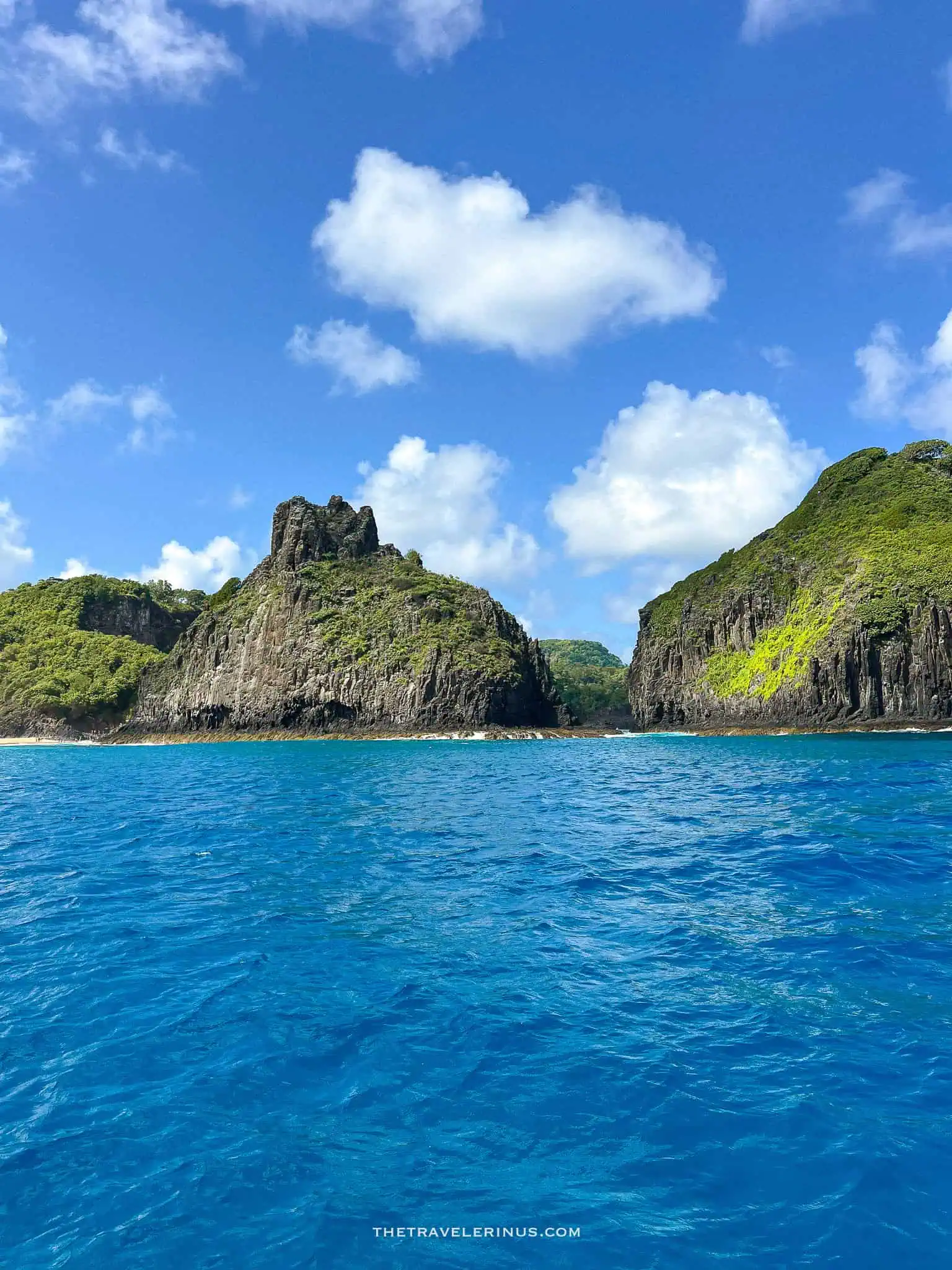 view of morro dois irmaos from boat, Fernando de Noronha 
