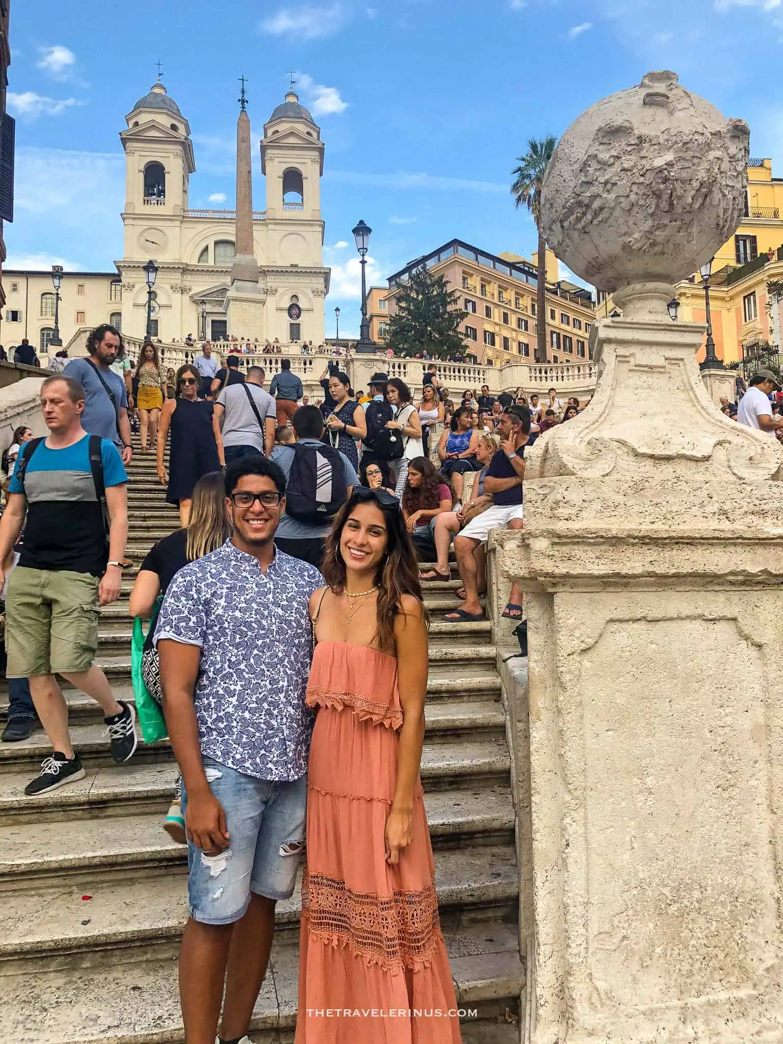 thais and Kelvyn with the Spanish Steps in Rome in the background
