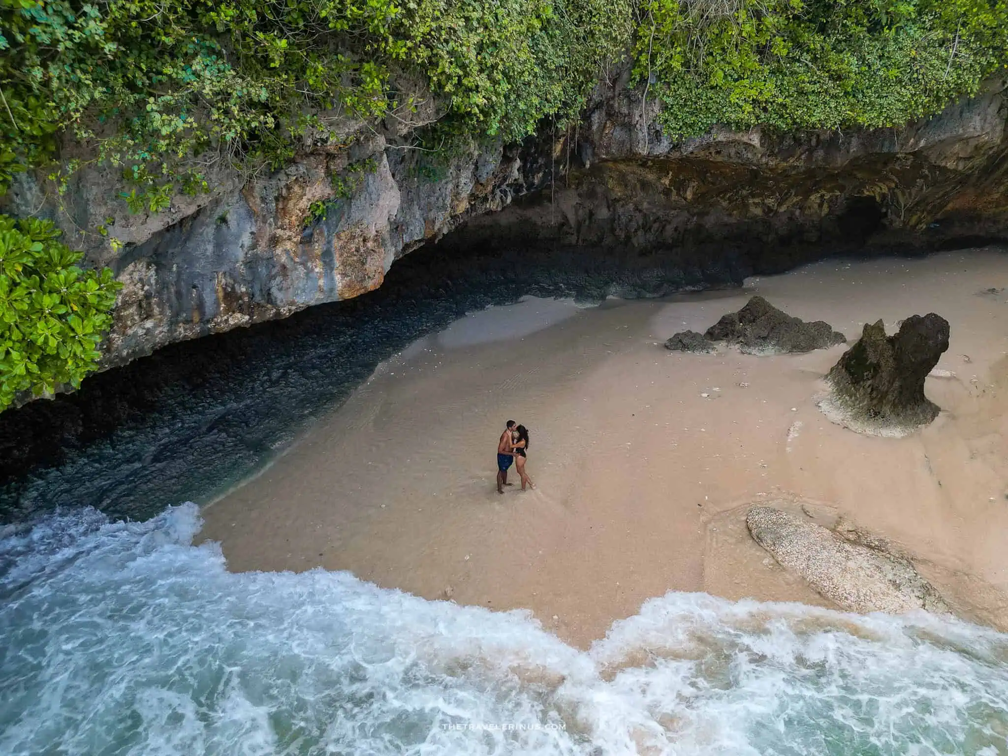 drone pic of thais and Kelvyn. buying a drone is one of our many travel tips