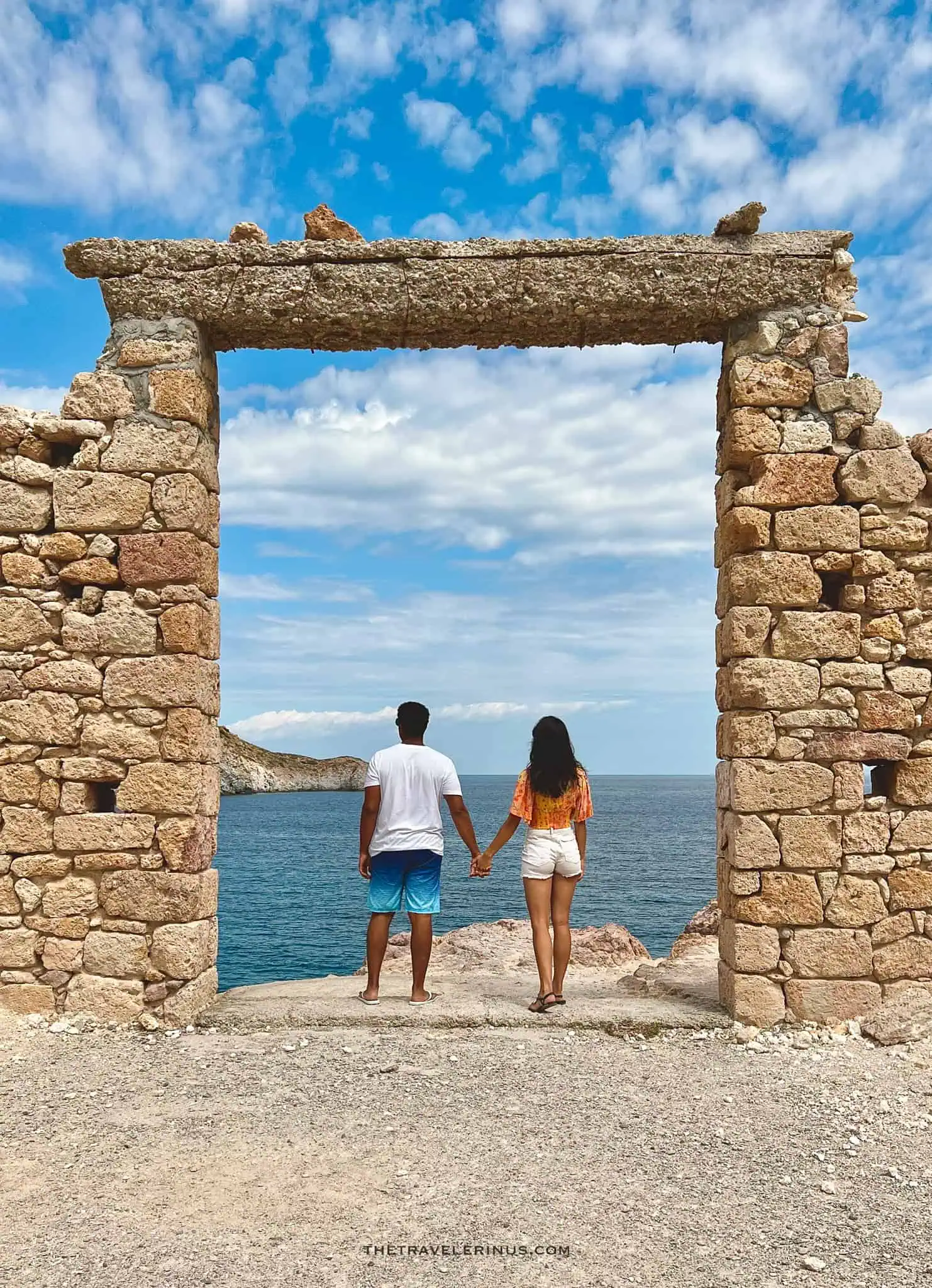 Mindset representation while walking through a gate in Greece 